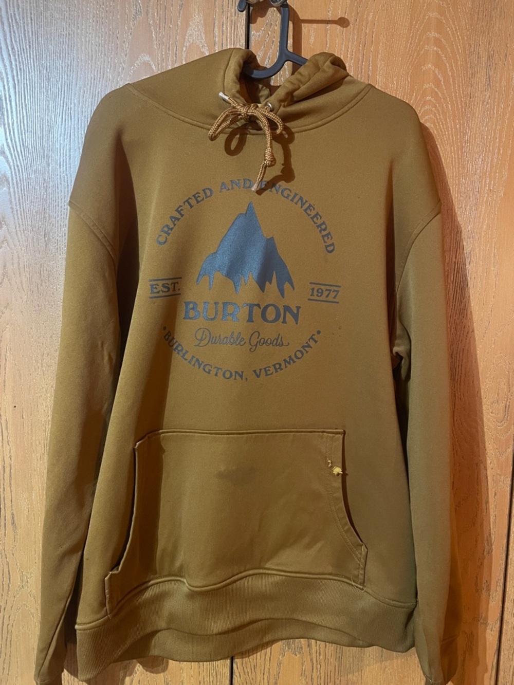 Burton Men's Hoodie in Olive Brown with Navy Logo - with imperfections see photo